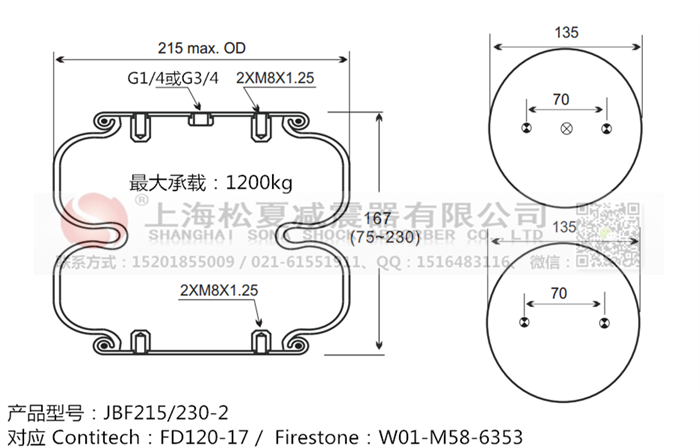 JBF215/230-2橡膠<a href='http://www.mayor-forum.cn/' target='_blank'><u>空氣彈簧</u></a>