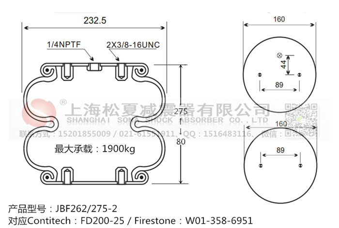 JBF262/275-2橡膠<a href='http://www.mayor-forum.cn/' target='_blank'><u>空氣彈簧</u></a>